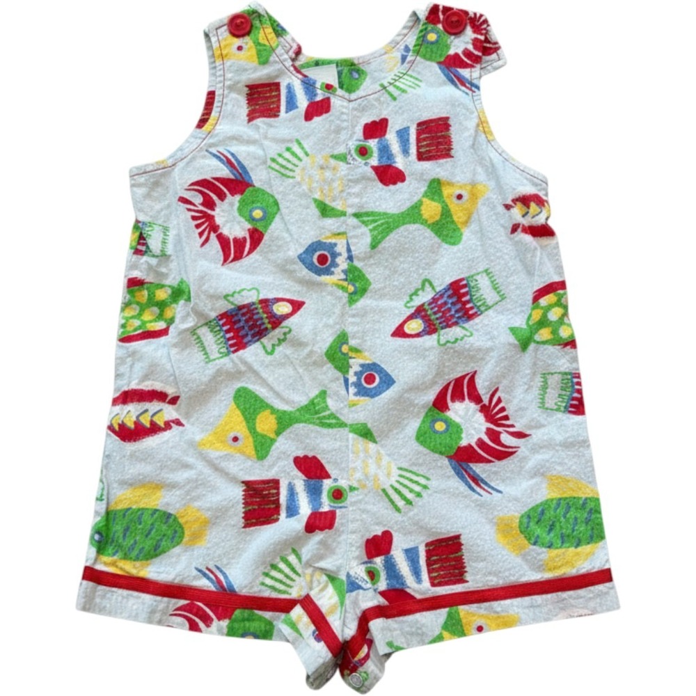 Chez Ami by Patsy Aiken Kids Fish Print Seersucker Romper S7-252 Size 2